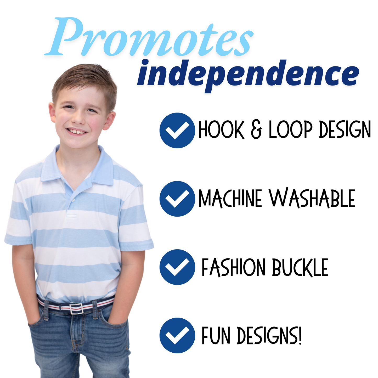 Multi Stripe Ribbon Toddler/Boys Belt - Easy Fasten - Buckle Included