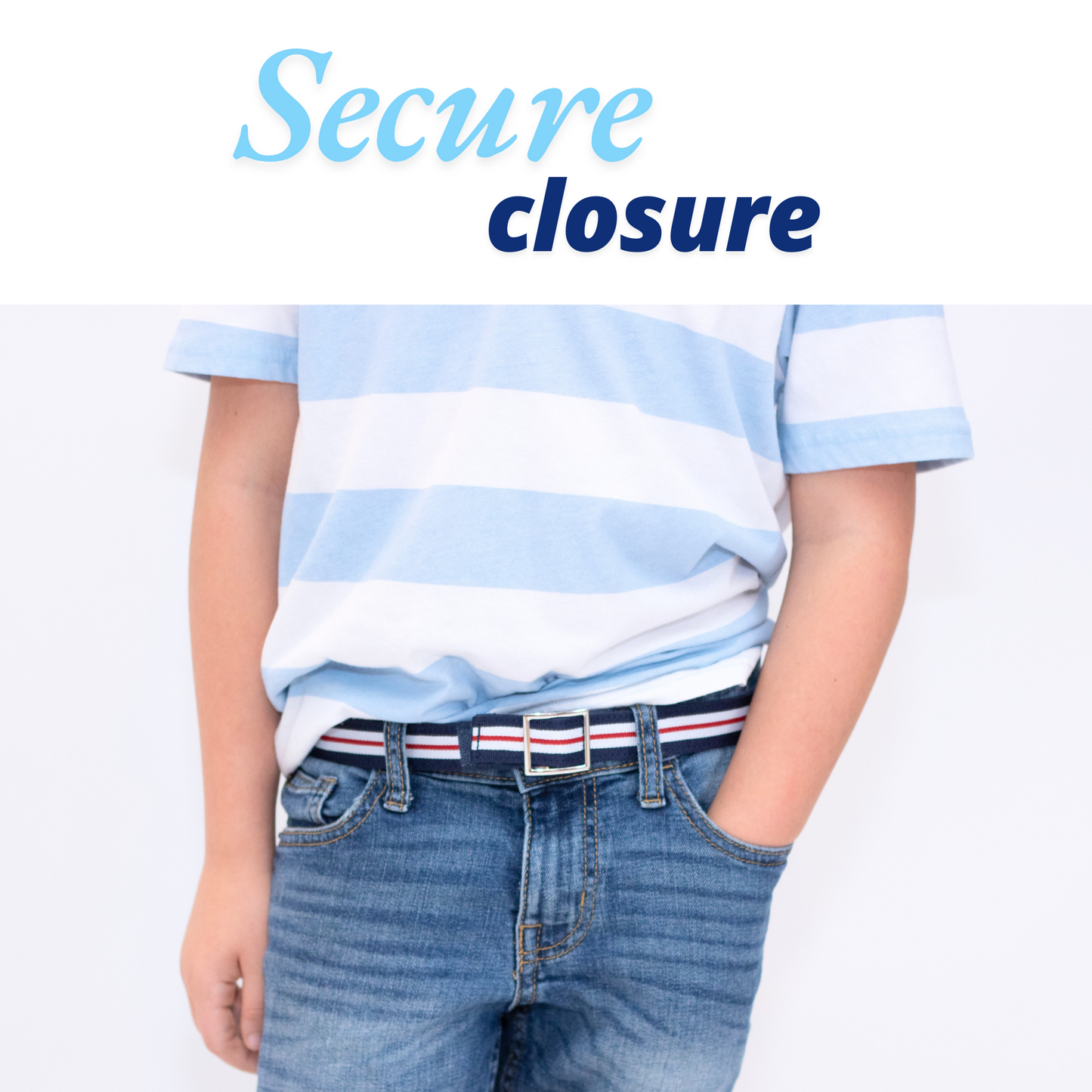 Multi Stripe Ribbon Toddler/Boys Belt - Easy Fasten - Buckle Included