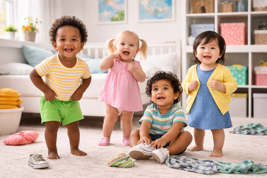Toddler building confidence by learning to dress themselves independently