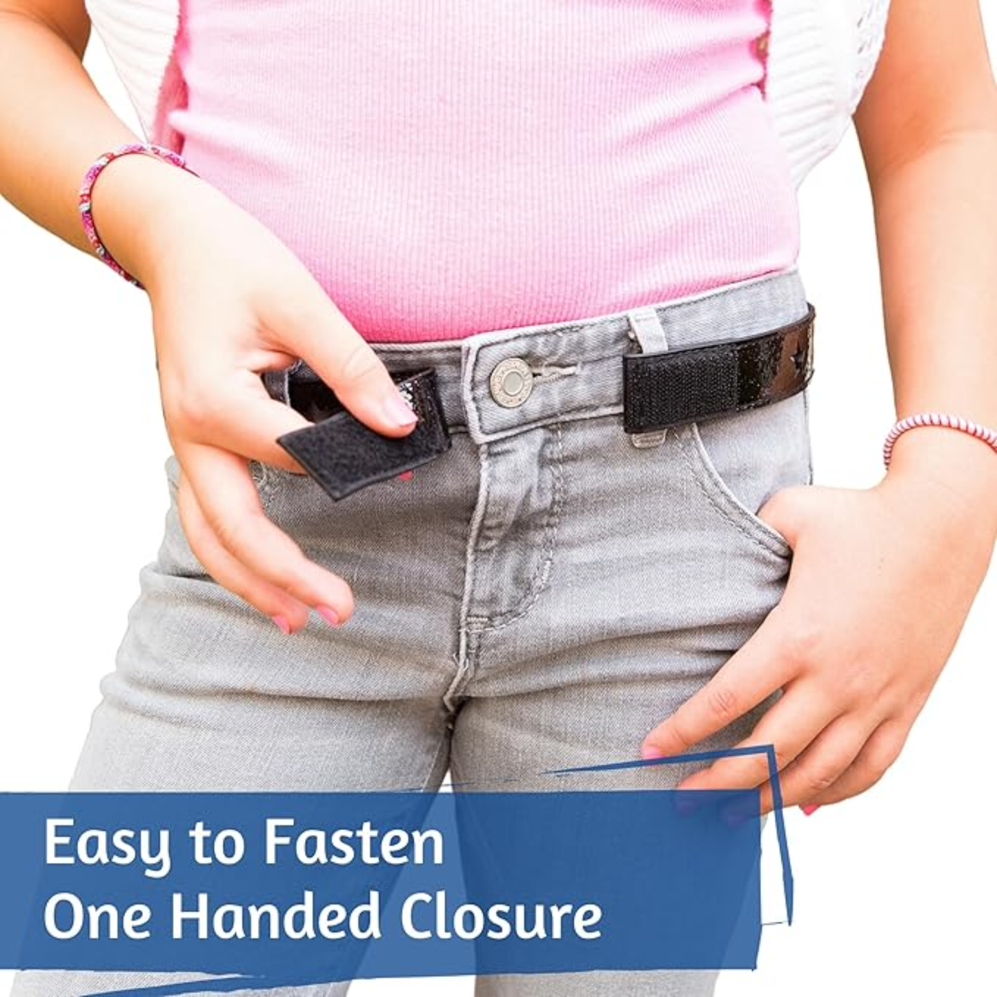 Black Leather Toddler/Girls/Boys Belt - Easy Fasten - Buckle Included