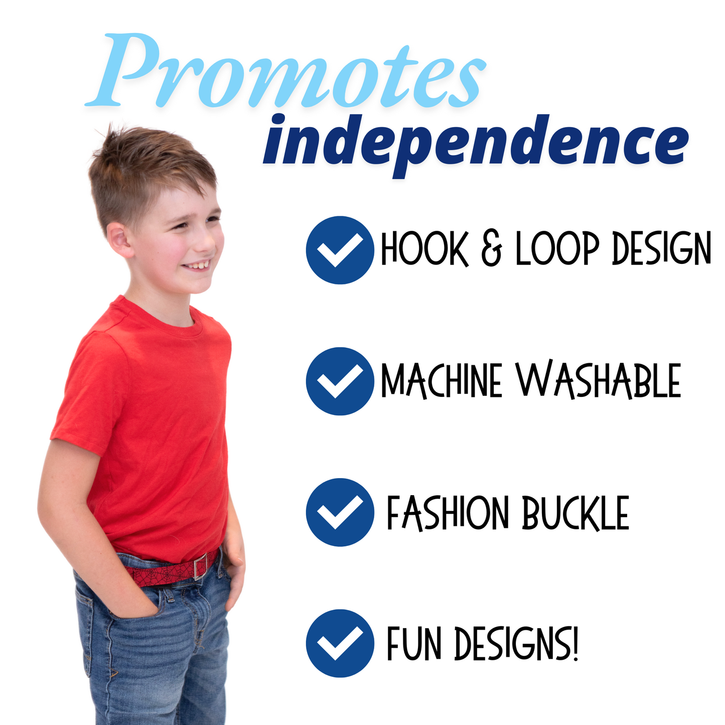 Spider Web Toddler/Boys Belt - Easy Fasten - Buckle Included