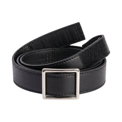 Genuine Leather Easy Velcro Belt with Faux Buckle - BLACK/BROWN