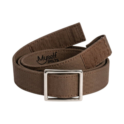 Solid Brown Canvas Toddler, Girls, or Boys Belt - Easy Fasten - Buckle Included-Belt-Myself Belts
