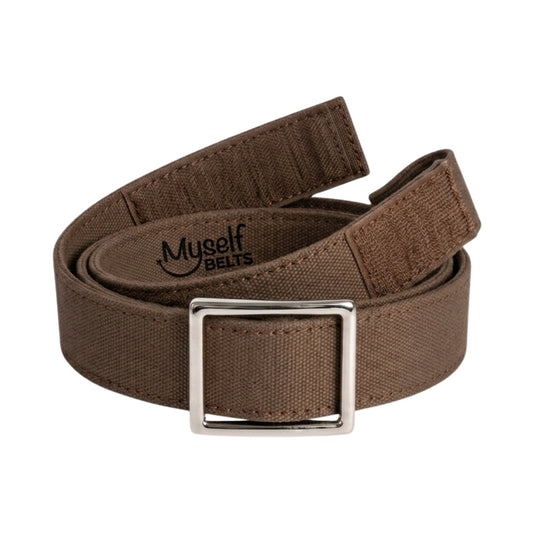 Solid Brown Canvas Toddler, Girls, or Boys Belt - Easy Fasten - Buckle Included