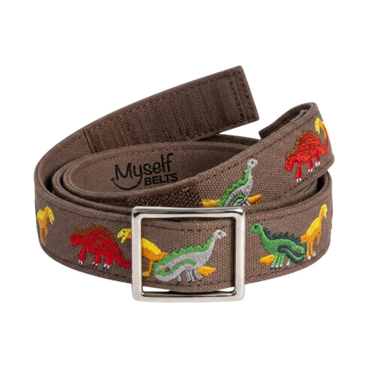 Brown Dino Toddler/Boys Belt - Easy Fasten - Buckle Included