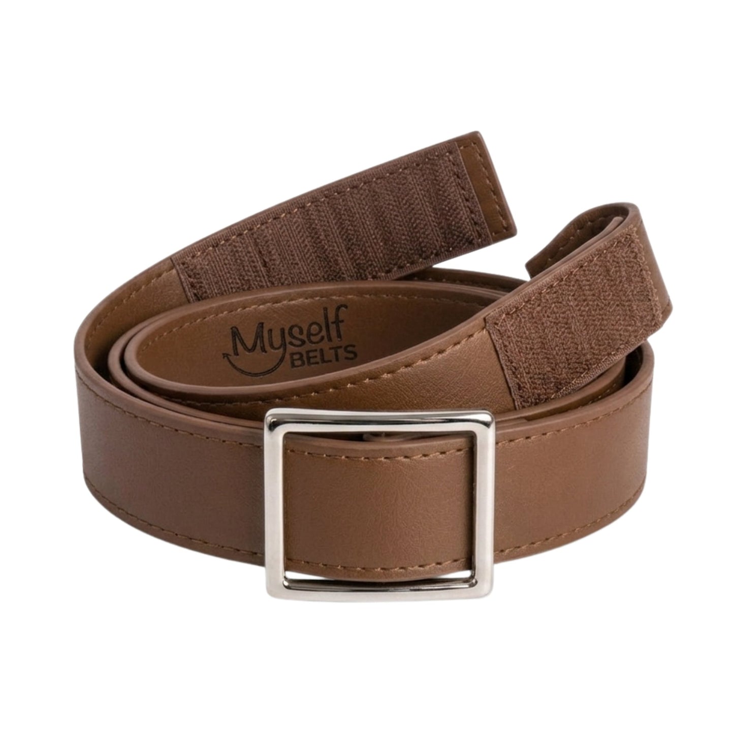 Genuine Leather Easy Velcro Belt with Faux Buckle - BLACK/BROWN
