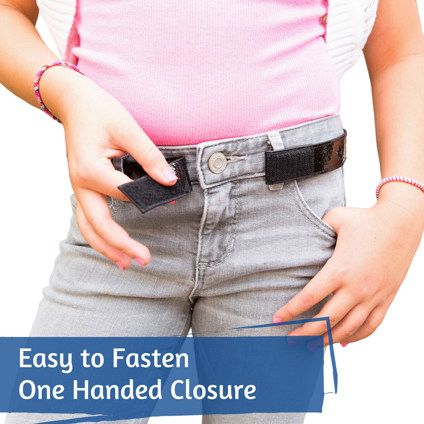 Pink Stripe Toddler/Girls Belt - Easy Fasten - Buckle Included