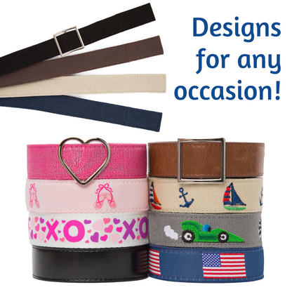 Red Stripe Uniform Toddler/Boys Belt - Easy Fasten - Buckle Included-Belt-Myself Belts