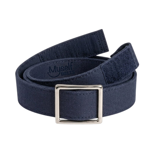 Adult Easy Velcro Unisex Belt with Faux Buckle - NAVY