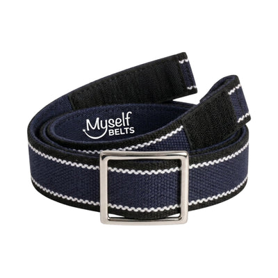Adult Easy Velcro Unisex Belt with Faux Buckle - NAVY with Black Webbing