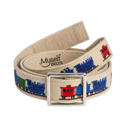 Train Print Toddler/Boys Belt - Easy Fasten - Buckle Included