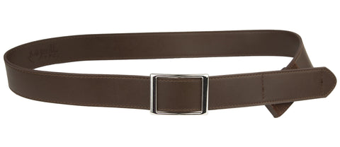 MYSELF BELTS - Genuine Leather Easy Velcro Belt with Faux Buckle -  BLACK/BROWN