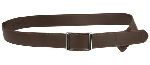 MYSELF BELTS -  Genuine Leather Easy Velcro Belt with Faux Buckle - BLACK/BROWN
