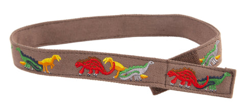 MYSELF BELTS - Brown Dino Print Easy Velcro Belt For Toddlers/Kids