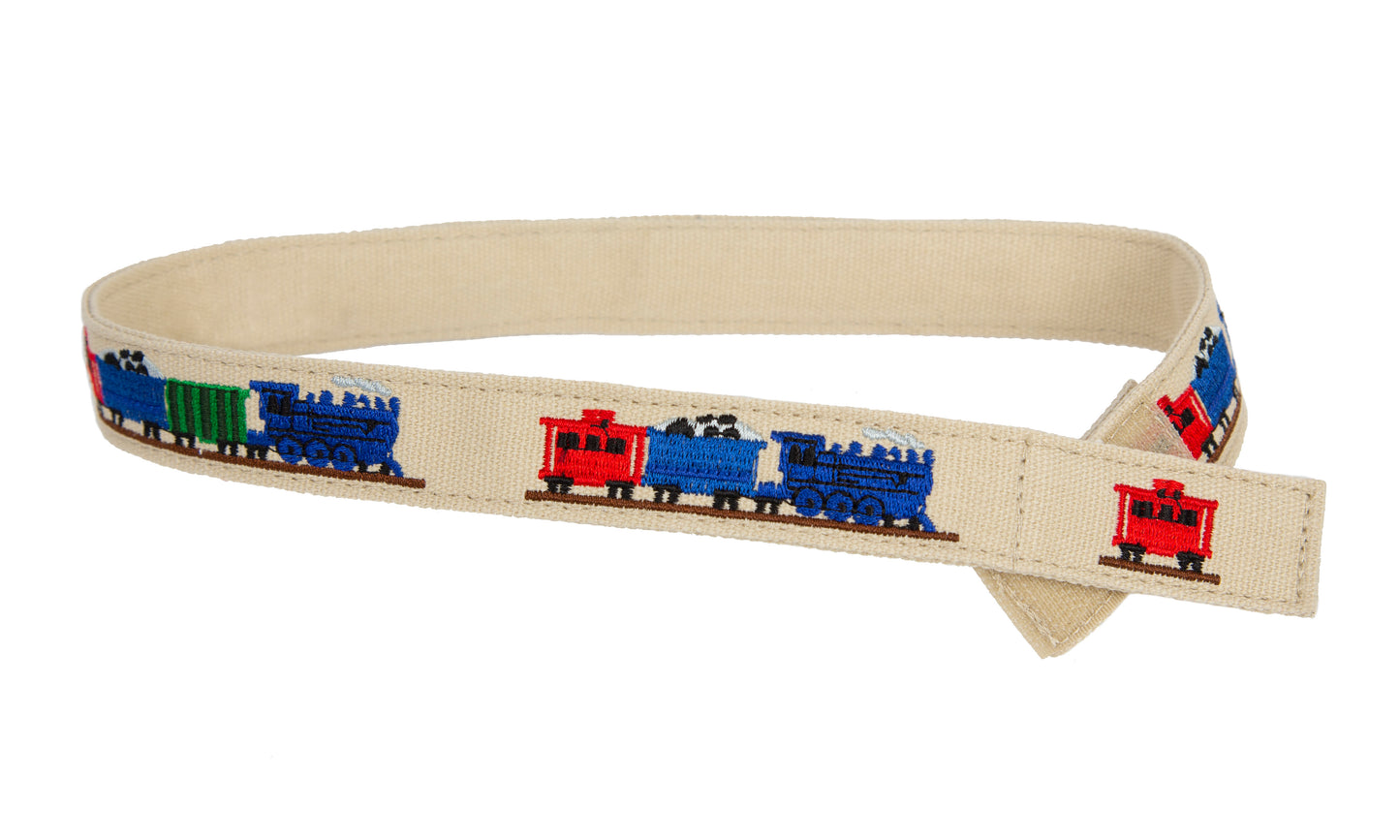 Train Print Toddler/Boys Belt - Easy Fasten - Buckle Included
