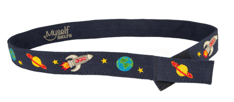 MYSELF BELTS - Outer Space Print Easy Velcro Belt For Toddlers/Kids