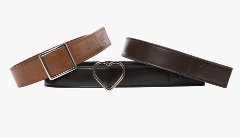 MYSELF BELTS - Genuine Leather Easy Velcro Belt with Faux Buckle -  BLACK/BROWN