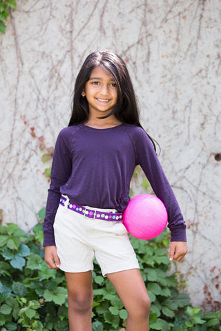 MYSELF BELTS - Purple Polka Dot Print Easy Velcro Belt For Toddlers/Kids