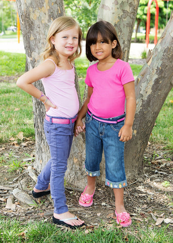 MYSELF BELTS - Pink Sparkle Print Easy Velcro Belt For Toddlers/Kids