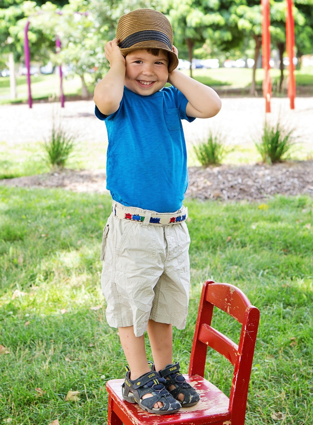 Train Print Toddler/Boys Belt - Easy Fasten - Buckle Included